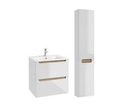 Conjunto de muebles con lavabo individual encastrado 2 cajones y columna Livia