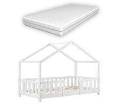 Cama para niños Treviolo forma de casa pino + colchón [en.casa] 86x166