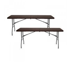 Pack 2 Mesas Plegables Rectangulares Efecto Ratán O91