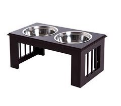 Comedero Elevado para Perros Acero Inoxidable, MDF PawHut