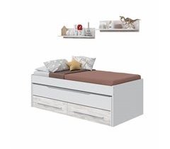 Cama juvenil doble DUO con 2 cajones y 2 estanterias
