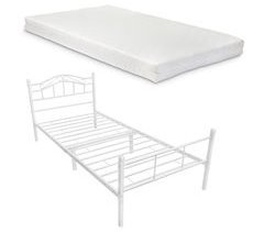 Cama individual (Florenz)  con cabecero curvado, colchón y somier 126x208