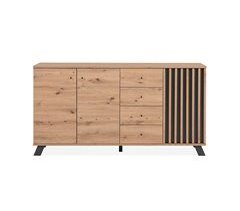 Buffet 3 puertas y 4 cajones decoración roble artesanal L160 cm - LUBLIN
