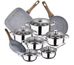 Bateria de cocina 12 piezas con juego de sartenes