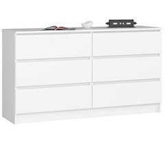 Cómoda K140 AKORD 6 cajones color Blanco, Roble Sonoma 138 cm 138
