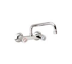 Grifo de Fregadero de Cocina Bimando de Pared con Caño Alto