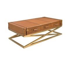 Mesa centro rectangular piel y acero 2149