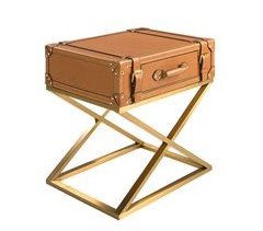 Mesa rincón rectangular piel y acero 2148