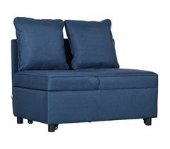 Sofá Cama Individual Lino Sintético, Madera de Eucalipto HOMCOM