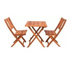 YOEVU -Set de Madera de Acacia, 1 Mesa y 2 Sillas Plegables