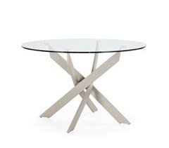 Mesa redonda fija cristal RUTH color crema