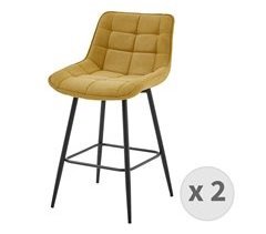 GRANT - Silla de bar de tela y patas metal (x2)