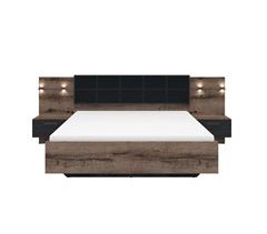 Cama con mesita de noche LED y toma USB Romane