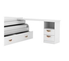 Escritorio soporte cama + cajonera tirador  cuero 242x45