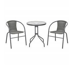 Set de jardín con mesa y 2 sillas WICKER color gris