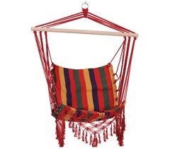 Silla Hamaca Colgante Madera, Algodón, Poliéster Outsunny