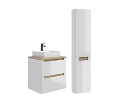 Conjunto de muebles con lavabo individual 2 cajones y columna Livia