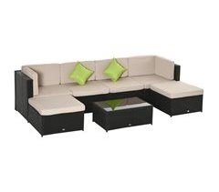 Conjunto Muebles de Jardín Ratán PE ratán, acero Outsunny