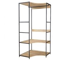 Vestidor Esquinero Abierto de Dormitorio con 2 Estantes y Barra