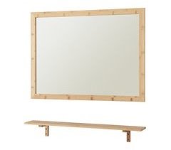 Espejo de pared Boksereys con estante bambú [en.casa]