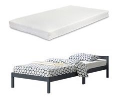 Cama Simple Nakkila con somier y colchón Capacidad máx 150kg pino 96x206