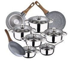 Bateria de cocina 12 piezas con juego de sartenes