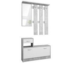 Mueble recibidor con zapatero y espejo HELA