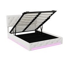 Cama, LED, cama con muelles hidráulicos, cama doble