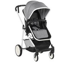 Cochecito de Bebé Metal, Lino (95% Poliéster y 5% Algodón) HOMCOM