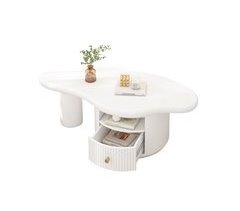 Mesa de centro irregular de mdf con 1 cajón