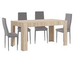 Mesa Extensible de Comedor o Cocina + 4 Sillas en Polipiel/metal 178x80