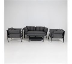 Set de jardín MONTECARLO con mesa de centro, sofá y 2 sillones