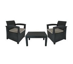 Juego De Muebles De Jardín - 2 Sillas Con Reposabrazos 1 Mesa