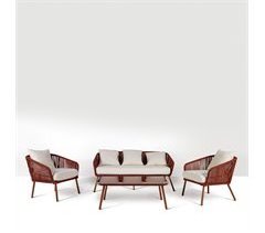 Set de jardín DALI con mesa baja, 1 sofá y 2 sillones