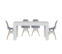 Mesa Extensible de Comedor o Cocina + 4 Sillas Estilo Nordico 178x80