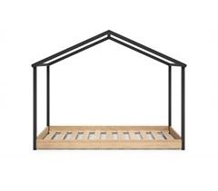 Cama cabaña montessori KARIM 90x200cm antracita y roble