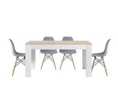 Mesa de Comedor o Cocina + 4 Sillas Estilo Nordico 138x80