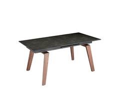 ANGEL CERDA Mesa comedor extensible rectangular mármol porcelánico y nogal 230x90