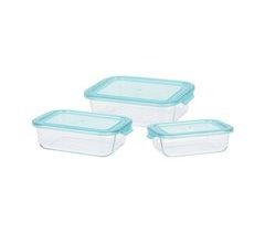 Juego de 3 Recipientes de Almacenamiento de Vidrio