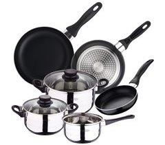 Set Juego de tres sartenes +  Batería de cocina 5 piezas