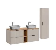 Conjunto mueble doble lavabo 2 nichos y columna Adriel