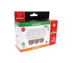 Pack 3 bombillas ESFERICA Led E27 6W 3000K