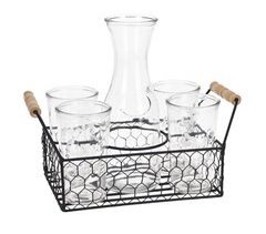 WELL HOME - Juego de 4 vasos + Jarra en vidrio