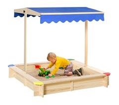 Arenero para Niños Madera de Abeto, Tela de Poliéster Outsunny