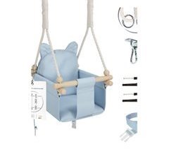 Silla colgante de madera para bebé MAMOI Little Cat 3 en 1 60