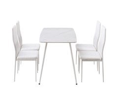Mesa de Cristal Templado  + 4 Sillas Polipiel. Comedor o Cocina 120x75