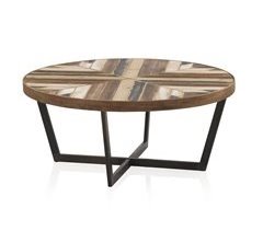 Mesa de centro de madera con patas de metal