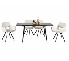 Conjunto de mesa extensible efecto madera y 4 sillas