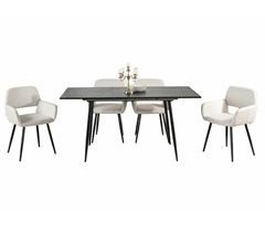 Conjunto de mesa extensible efecto madera negra con 4 sillas