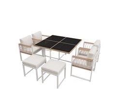 Mesa y sillas 7 piezas de madera de acacia